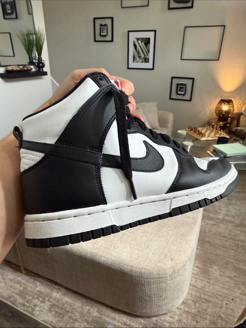 Nike woman’s  Black and White High-Top Sneakers - Picture 4 of 5
